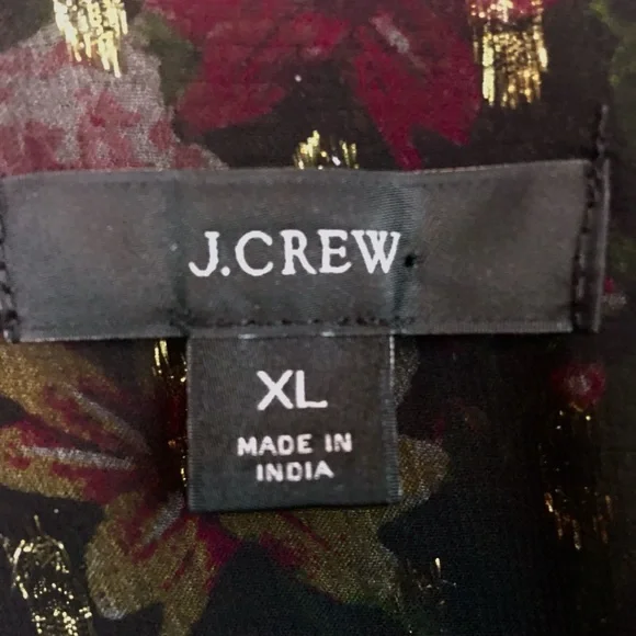 J.Crew Tie Front Lurex Floral Maxi Dress Boho Long Sleeve Romantic Size XL - Picture 8 of 11